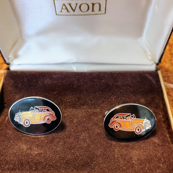Vintage Avon Rolls Royce Signed Cufflinks MIB Cuff Links NIB - Picture 2 of 6